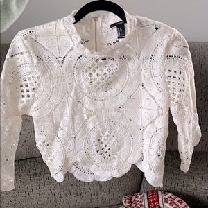 Forever 21 Lace Crop Top with sleeves.